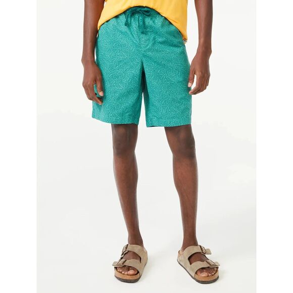 Free Assembly Men's Elastic Waist Shorts 3XL Green Tropical Drawstring  Bermuda - Picture 1 of 9